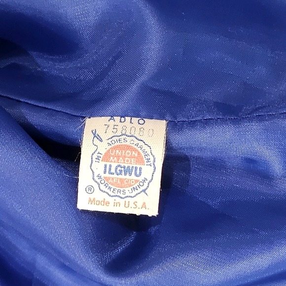 Vintage Lilli Ann 80s Royal Blue Aysymetrical 4 Button Blazer Size 8 - Picture 7 of 8